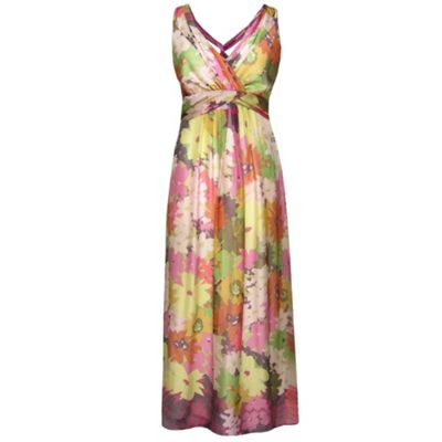 100% Silk Floral Maxi Dress