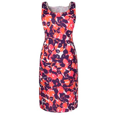 Pink Leaf Printed Linen Shift Dress