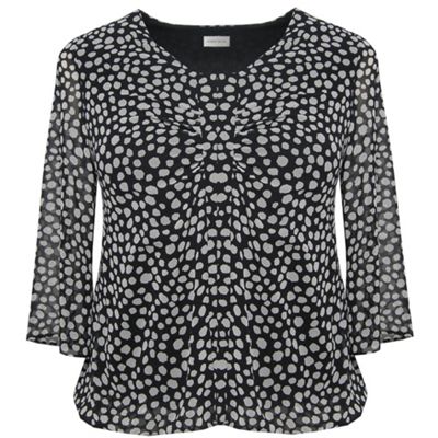 Petite black multi random spot blouse