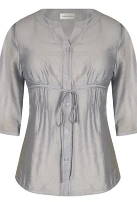 Minuet Petite Petite Mid Grey Stripe Blouse