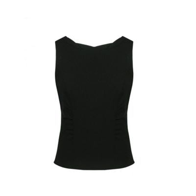 Minuet Petite Petite black pleat neck shell blouse