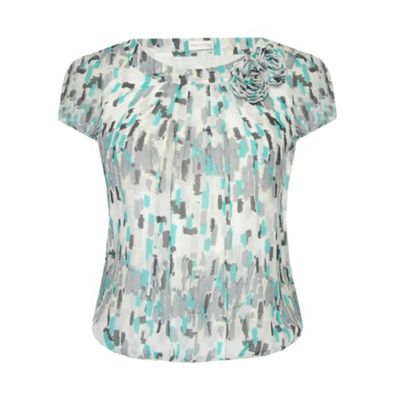 Minuet Petite Petite Green Multi Brick Print Blouse