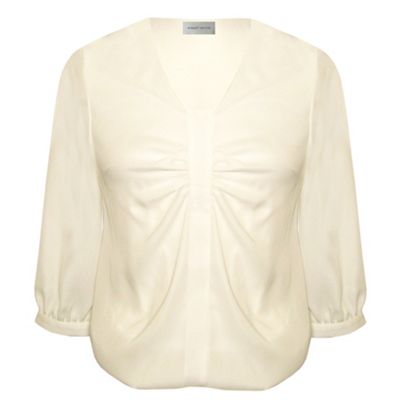 Minuet Petite Ivory Gathered Front Blouse