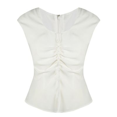 Minuet Petite Petite Ivory Ruched Blouse