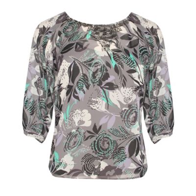 Minuet Petite Petite Light Green Elisse Print Blouse