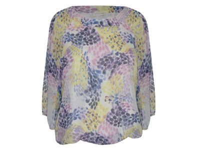 Minuet Petite Petite Ivory Multi Teardrop Print Blouse