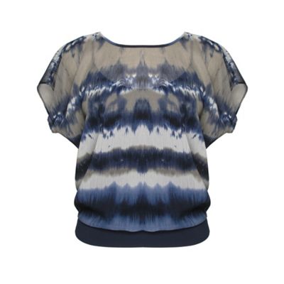 Minuet Petite Petite Blue Multi Water Stripe Blouse