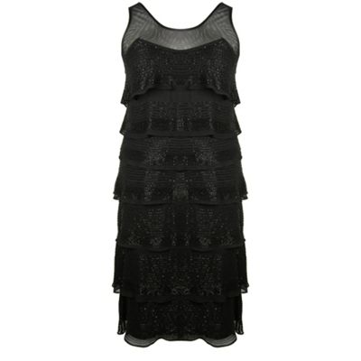 £75 Black Beaded Tiered Dress