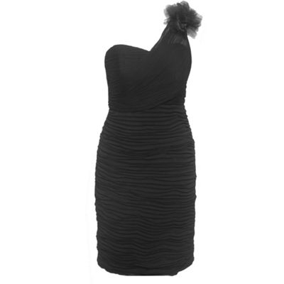 £135 Black 1 Shoulder Rushed Dress