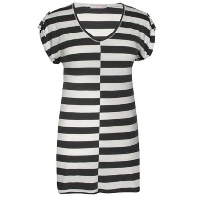 Grey/cream stripe short sleeve t-shirt