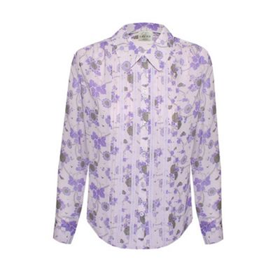 Eastex Purple Long Sleeve Print Blouse