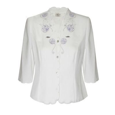 Cream Swirling Rose Embroidered Blouse