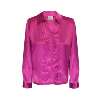 Eastex Fuchsia Pink Hammered Silky Pleat Blouse