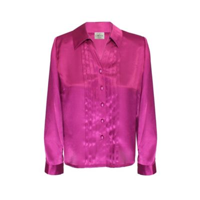 Fuchsia Pink Hammered Silky Pleat Blouse