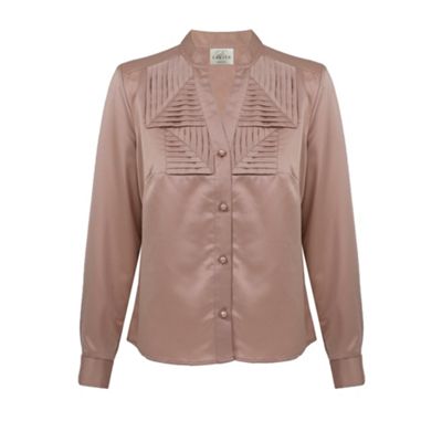 Gold Box Pleated Satin Blouse