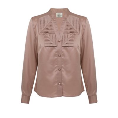 Gold Box Pleated Satin Blouse