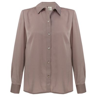 Eastex Long sleeve sueded mandarin collar blouse