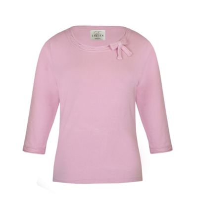 Light Pink Classic Neck And Bow Jumper