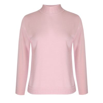 Light Pink Turtle Lambswool Cable Neck Jumper