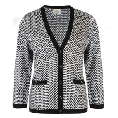 Black And White Jacquard 2 Pocket Cardigan