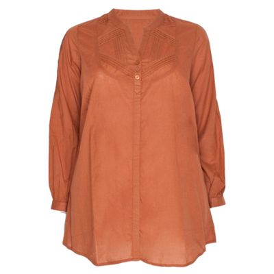 Ann Harvey Burnt Orange Pin tuck Detail Blouse