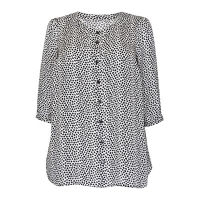 Ann Harvey Black And White Spot Satin Blouse