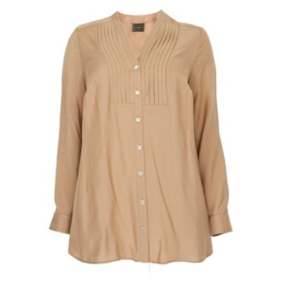 Ann Harvey Camel Pintuck Blouse