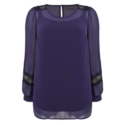 Ann Harvey Purple Lace Insert Blouse