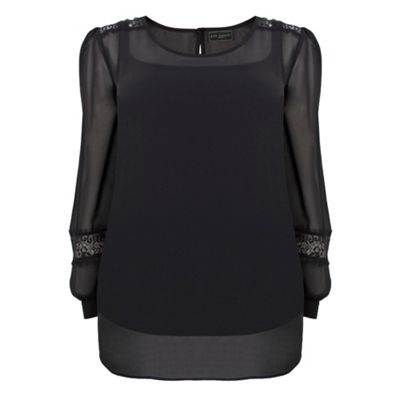 Ann Harvey Black Lace insert blouse