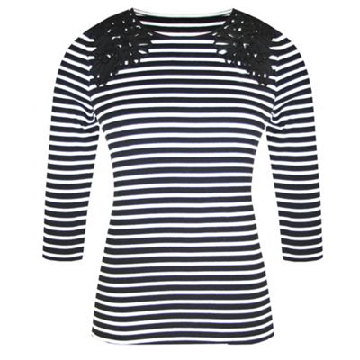 Black & White 3-4 Sleeve Stripe Top