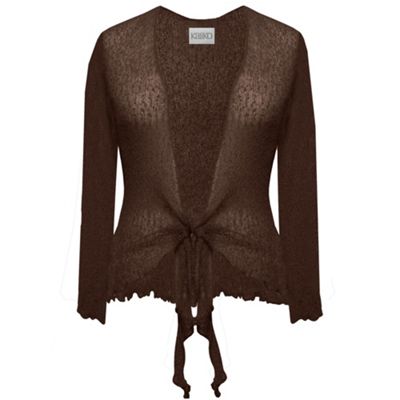 Dark Brown Tie Front Shrug