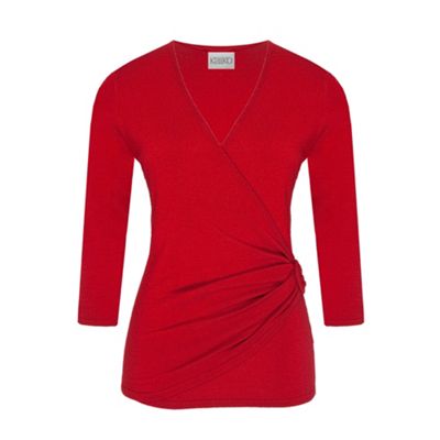 Dark Red 3-4 Sleeve Wrap Jumper