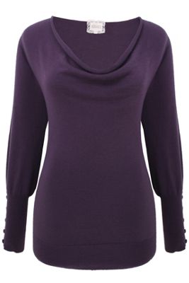 Purple Long Sleeve Cowl Neck Jumper