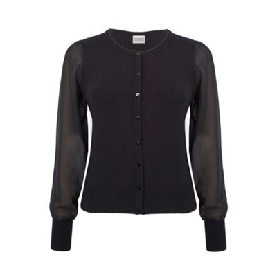 Black Long Sleeve Chiffon Sleeve Cardigan