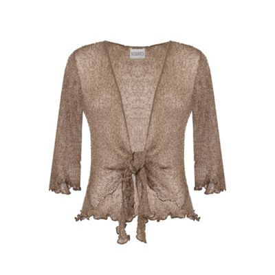 Gold Lurex Tie Front Shrug