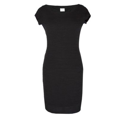 Black Short Sleeve Ripple Dress