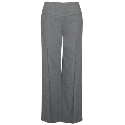 Grey Wool Mix Wide Leg Trousers