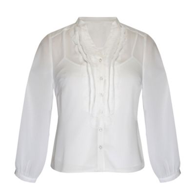 Minuet Petite Petite White Petal Trim Blouse