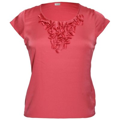 Minuet Petite Petite Coral Petal Trim Blouse