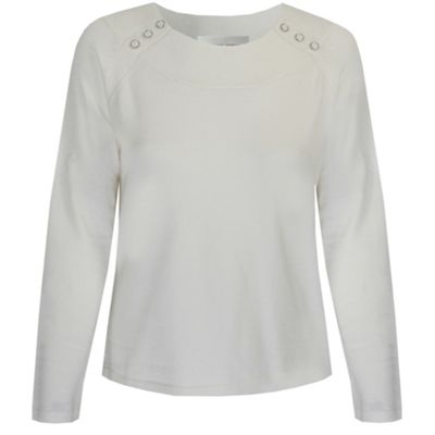 Ivory Button Rib Detail Top