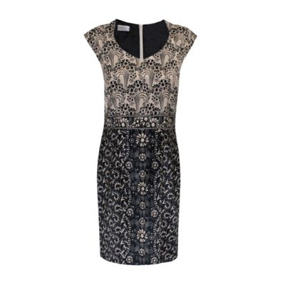 Petite Black Multi Tile Print Dress