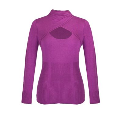 Dark Pink Open Front Roll Neck