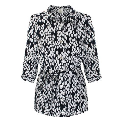 3/4 Sleeve Irregular Spot Belted Blouse