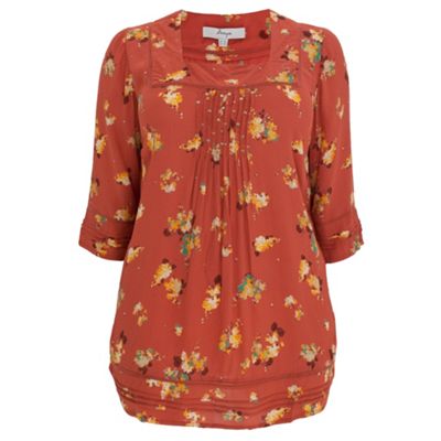 Ann Harvey Orange Vintage Floral Print Blouse