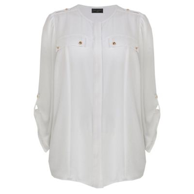 Ivory Collarless Utility Blouse