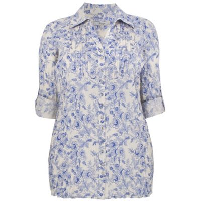 Ann Harvey Blue Paisley Print Crinkled Blouse