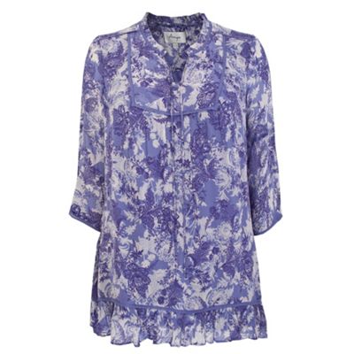 Ann Harvey Blue Printed Chiffon Blouse