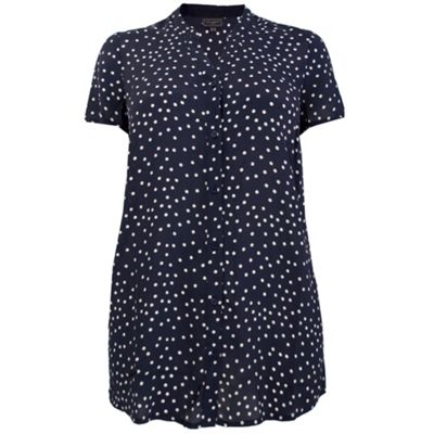 Navy Woven Spot Print Blouse