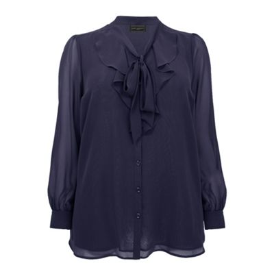 Ann Harvey Navy Waterfall Pussybow Blouse