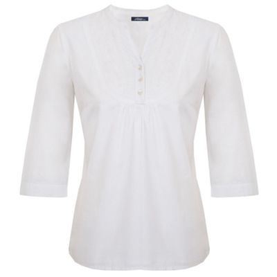 White Embroidered Voile Blouse